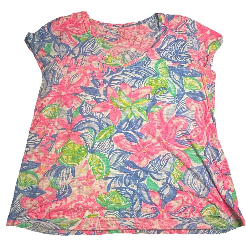 EUC Lilly Pulitzer Etta V-Neck Top Havana Cocktail Large